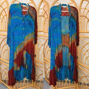 Kantha Bae Silk Dahlia Duster Maxi Dress / Kimono